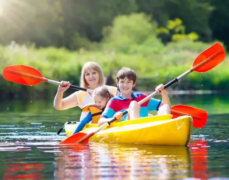 Family kayaking