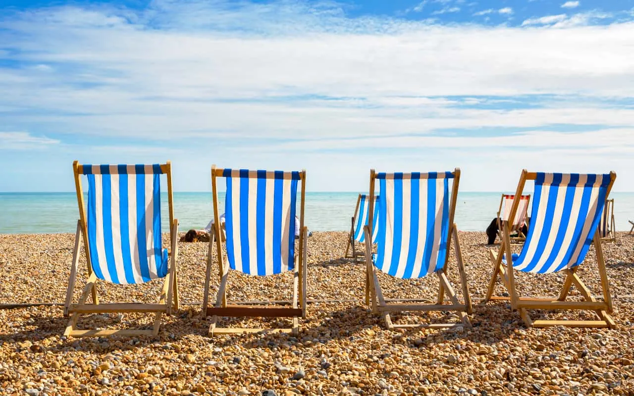 Chairs on the beach in the sun