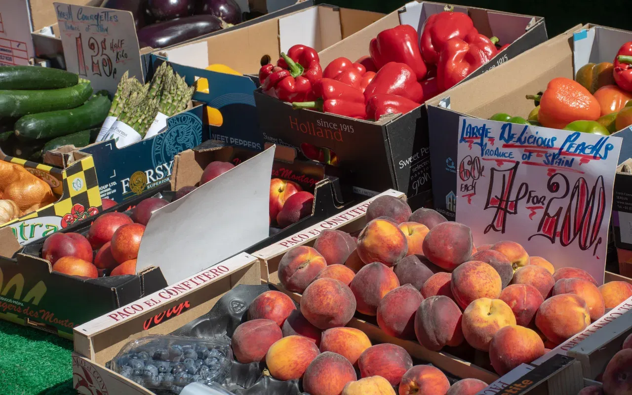 Selby market fruit and veg stall Hull Trains
