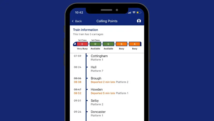 Hull Trains app live times tool