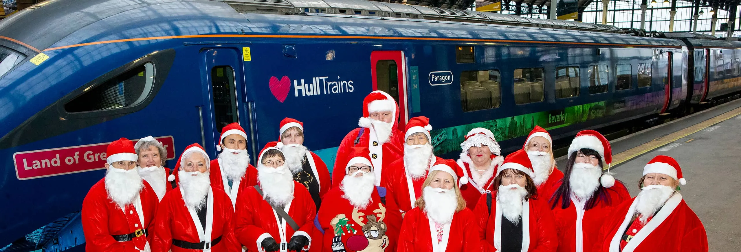A team of Santa's travelling with Hull Trains to Doncaster