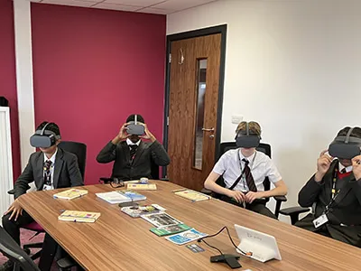 Young people get the chance to use special virtual reality headsets