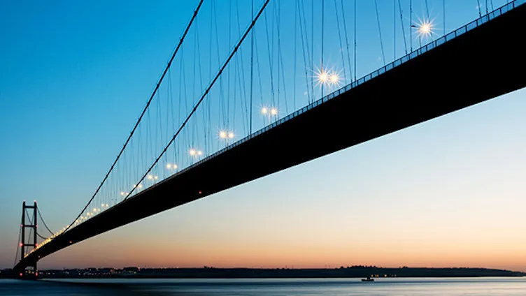 Humber bridge at sunset