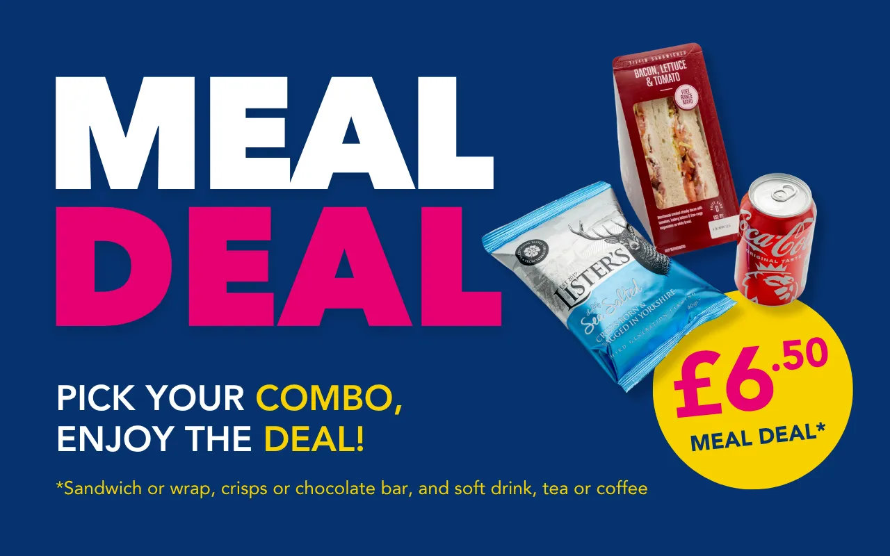 Meal Deal graphic for Hull Trains onboard at seat trolley